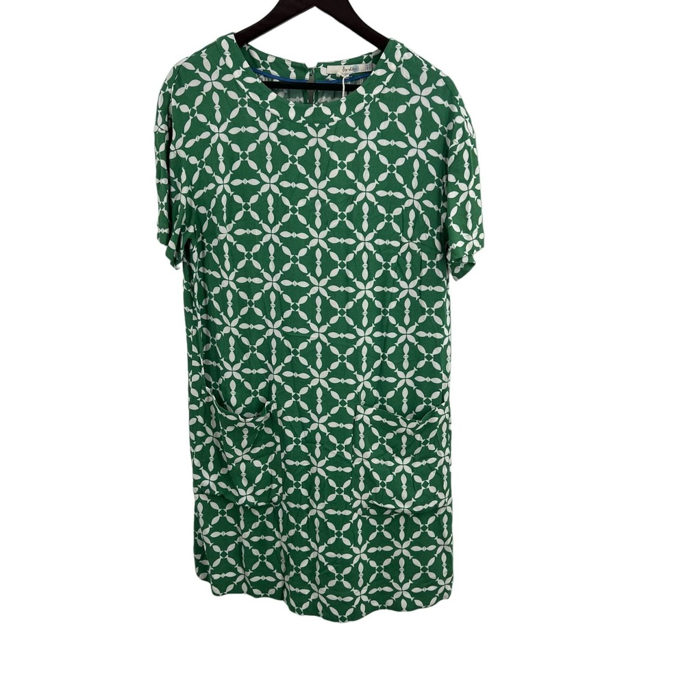 Boden Green and White Mini Dress